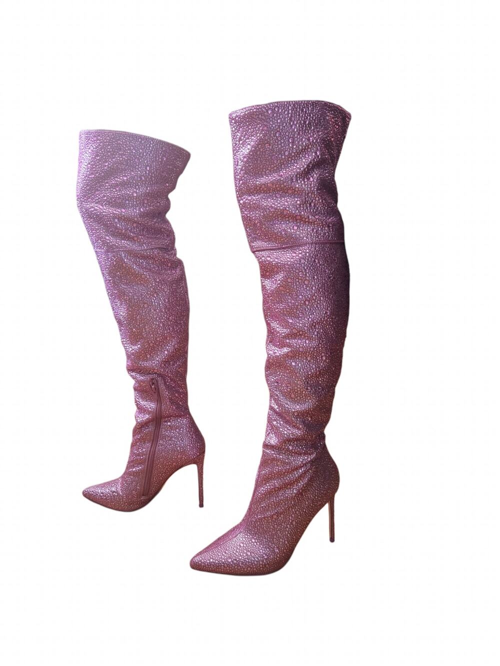 Steve Madden Vivianne over the knee pink sequins boots, size 9.5